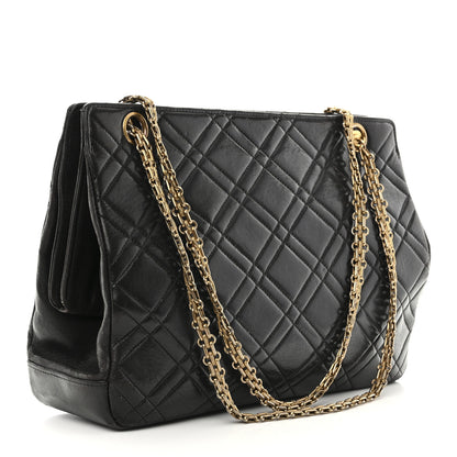 Chanel Lambskin Double Stitch Quilted Tote Black 2 of 19