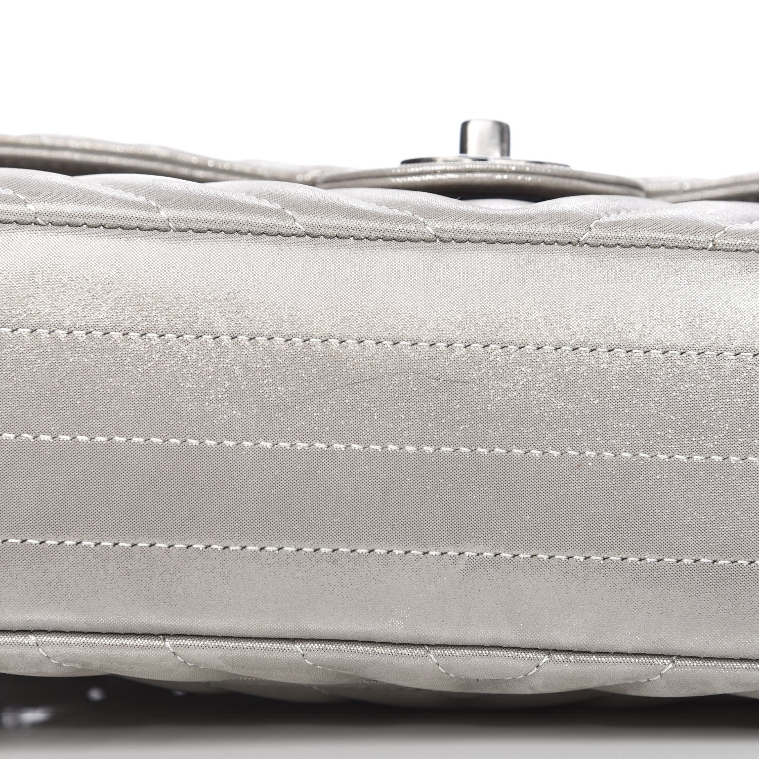 Chanel Iridescent Calfskin Chevron Quilted Medium Double Flap Silver 11 of 12