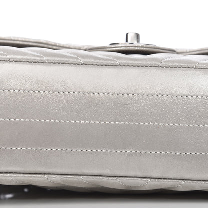 Chanel Iridescent Calfskin Chevron Quilted Medium Double Flap Silver 11 of 12