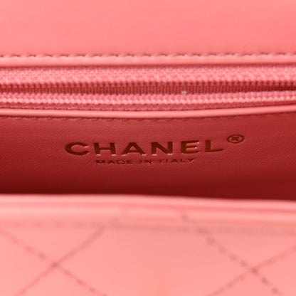 Chanel Shiny Aged Calfskin Quilted Nano Kelly Shopper Coral Pink 6 of 11