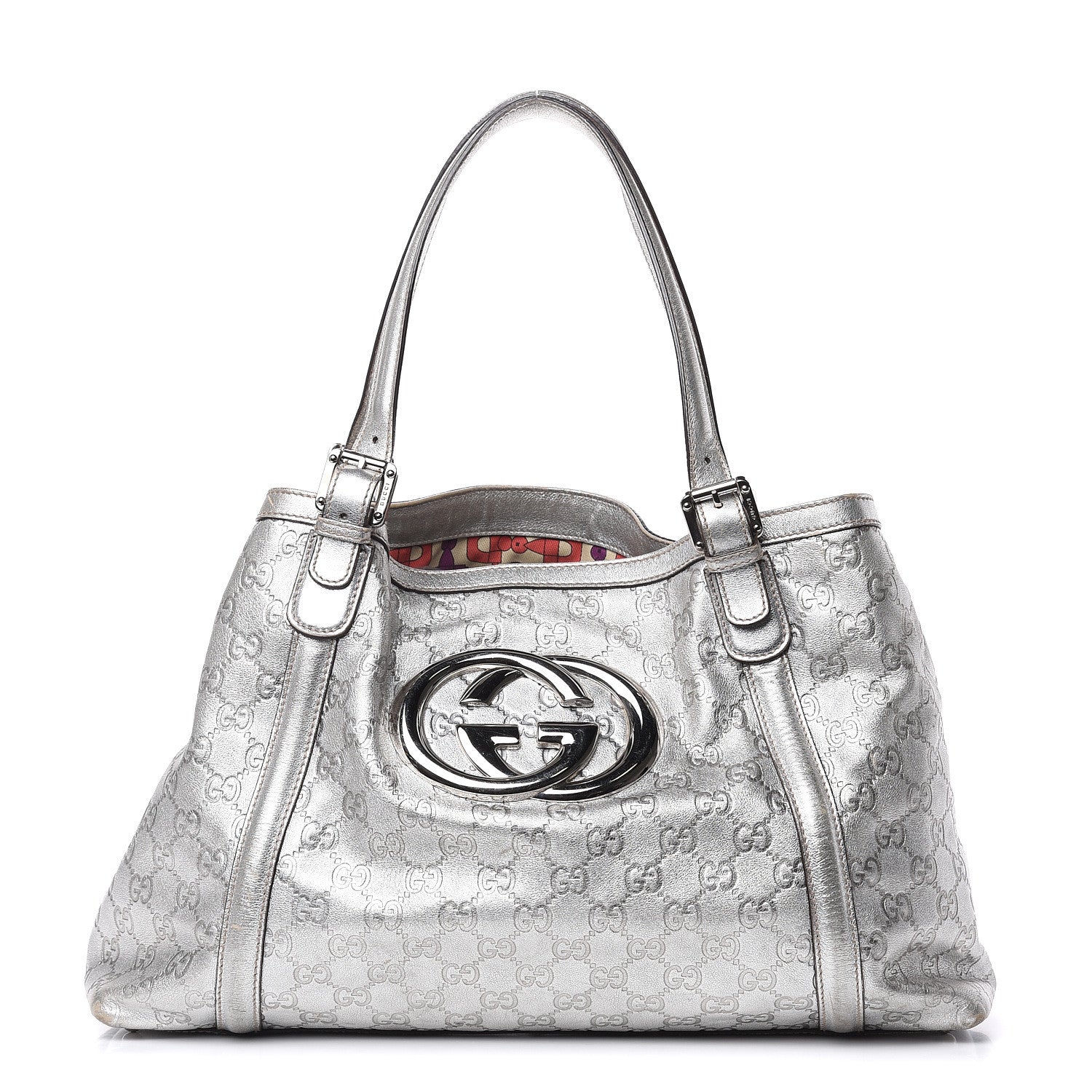 Gucci Guccissima Medium Britt Tote Silver 1 of 16