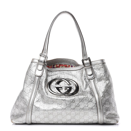 Gucci Guccissima Medium Britt Tote Silver 1 of 16