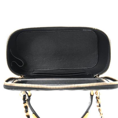 Chanel Lambskin Quilted Metal Small Top Handle Vanity Case With Chain Black 5 of 11