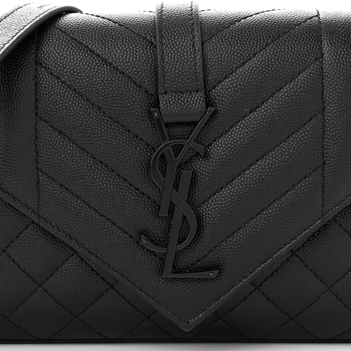 Grain De Poudre Textured Mixed Matelasse Triquilt Small Monogram Monochrome Satchel Black