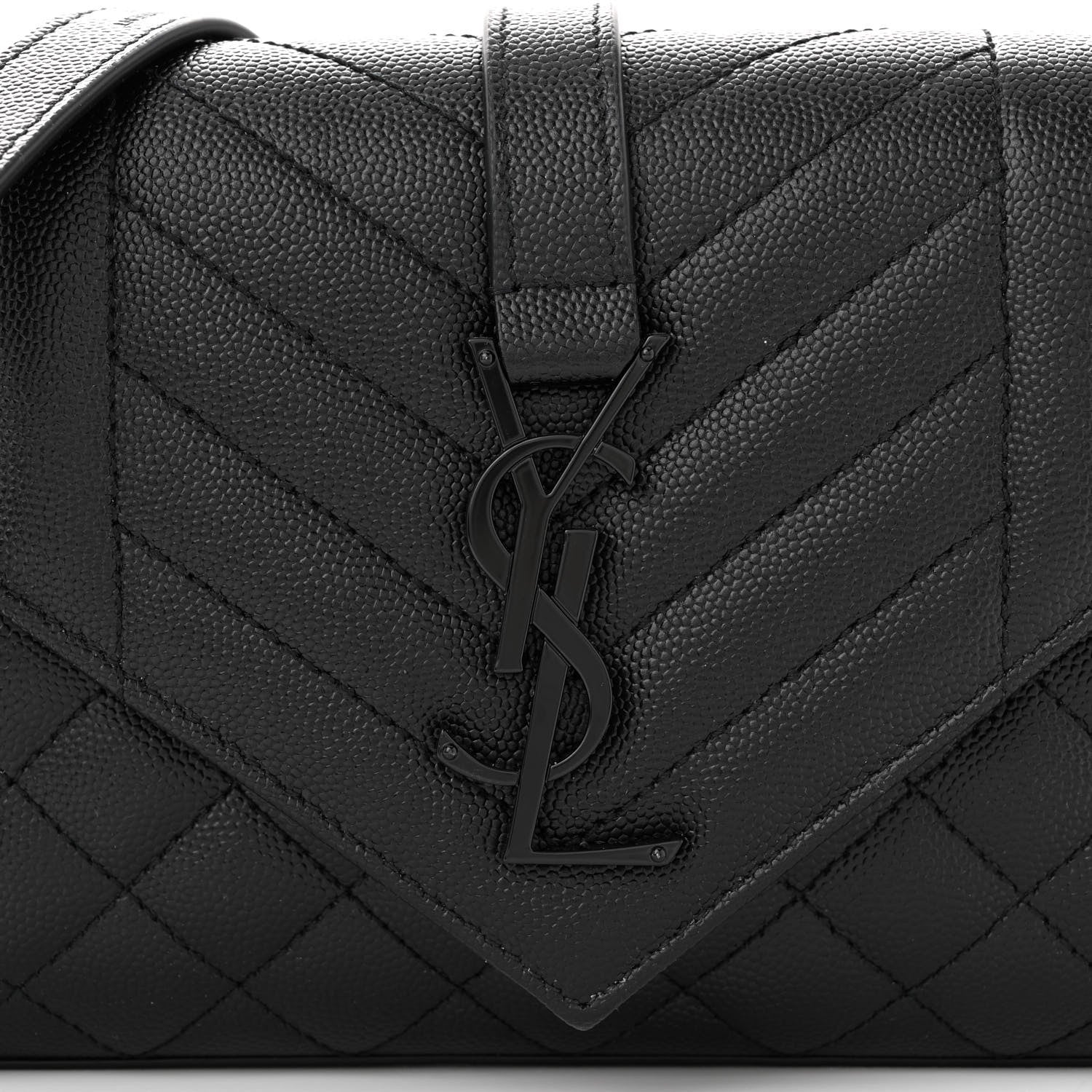 Saint Laurent Grain De Poudre Textured Mixed Matelasse Triquilt Small Monogram Monochrome Satchel Black 7 of 9