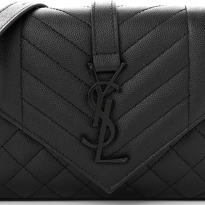 Saint Laurent Grain De Poudre Textured Mixed Matelasse Triquilt Small Monogram Monochrome Satchel Black 7 of 9