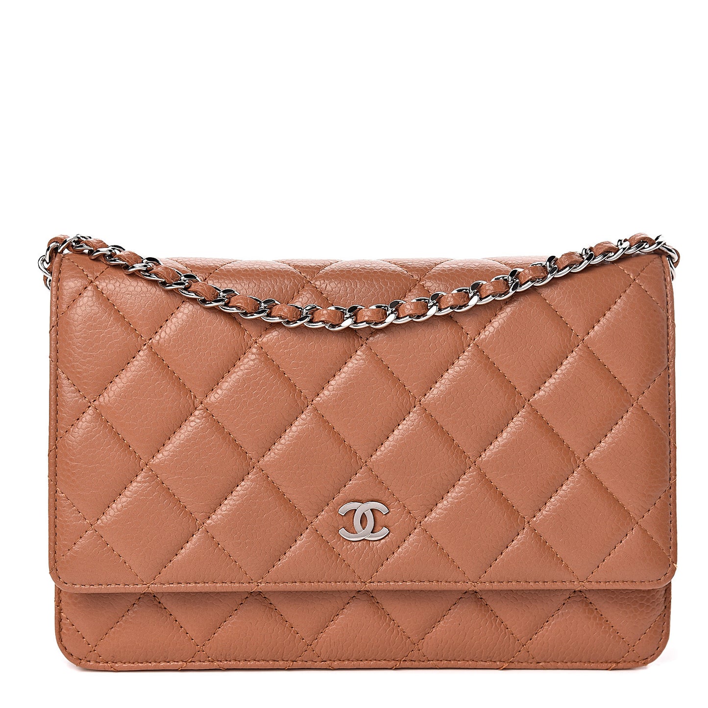 Caviar Quilted Wallet On Chain WOC Dark Beige