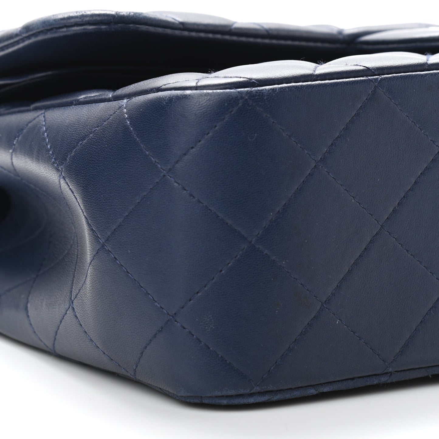 Lambskin Quilted Jumbo Double Flap Navy Blue