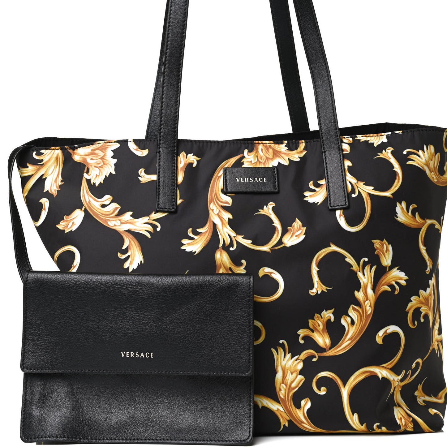 Nylon Baroque Print Tote Black
