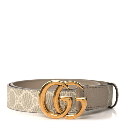 Gucci GG Supreme Monogram Calfskin Double G 30mm Belt 85 34 Beige Mystic White Oatmeal 1 of 6