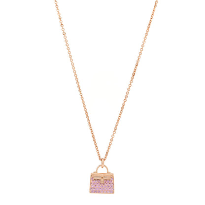 Hermes 18K Rose Gold Pink Sapphire Kelly Amulettes Pendant Necklace 1 of 5