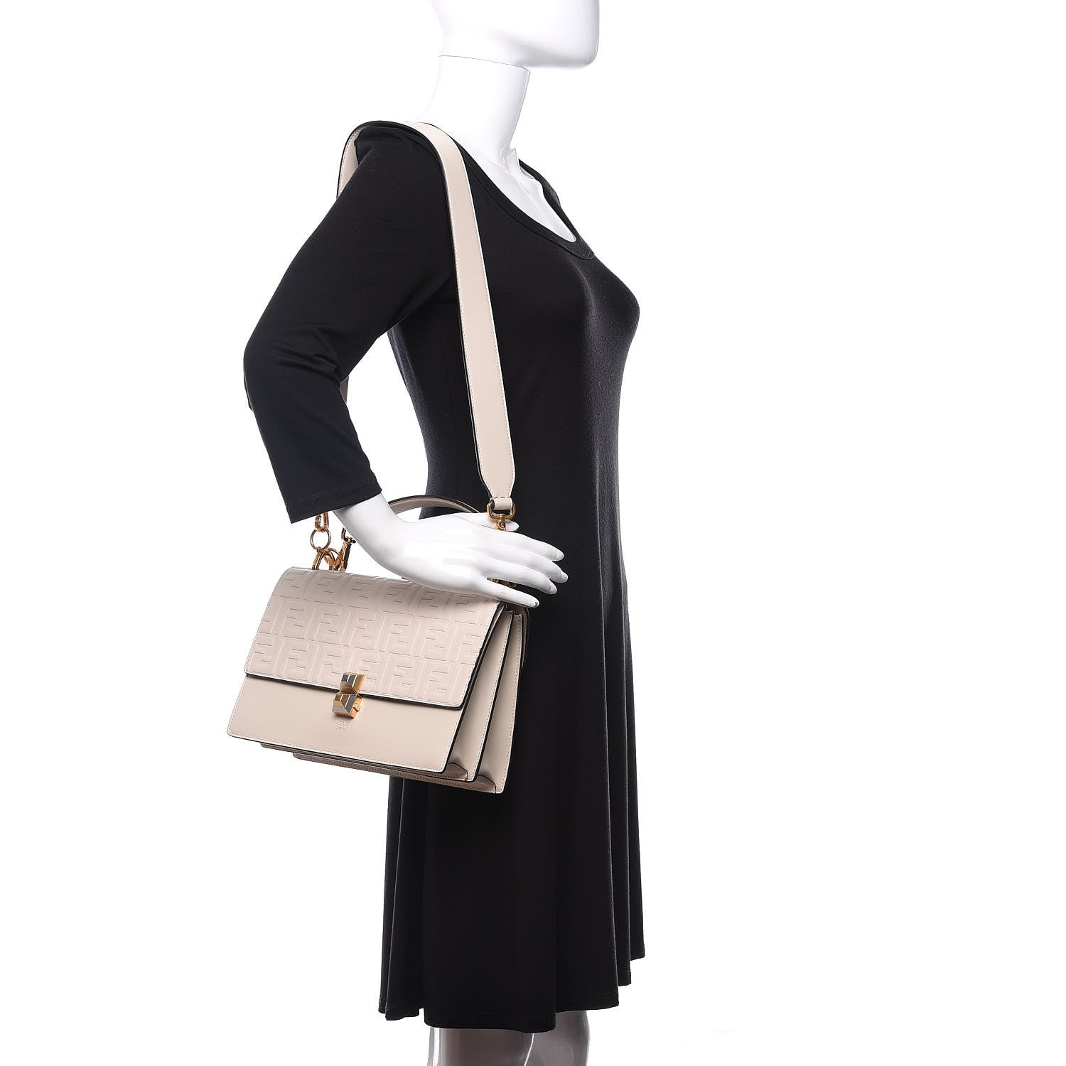 Fendi Vitello Liberty FF 1974 Embossed Kan I Shoulder Bag Camelia 2 of 10