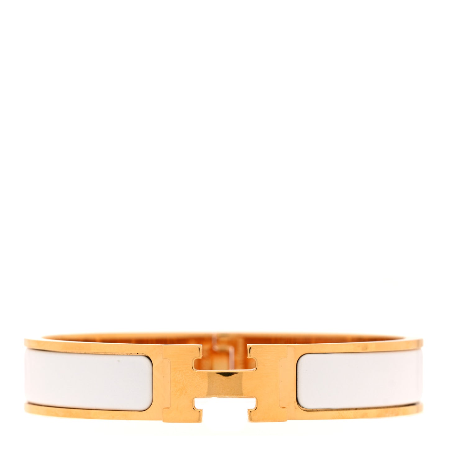 Enamel Narrow Clic Clac H Bracelet PM White