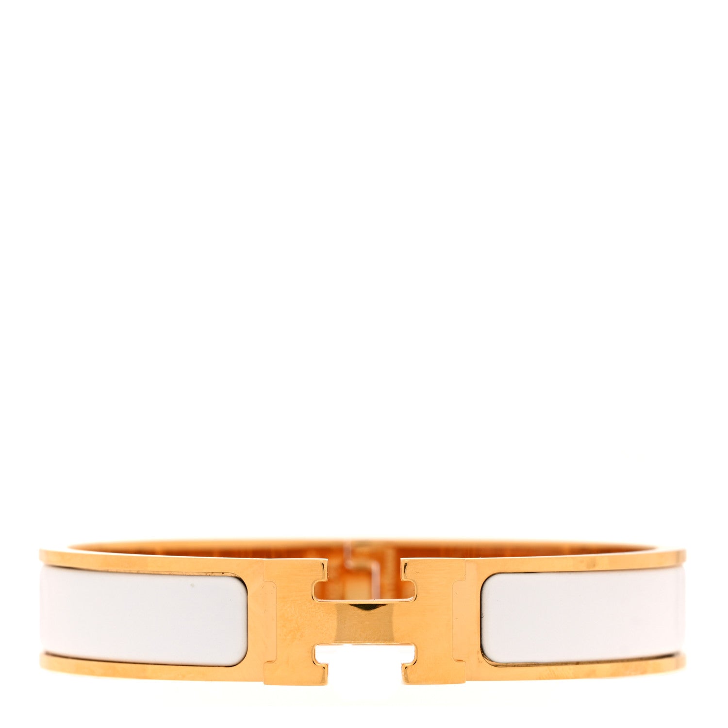 Hermes Enamel Narrow Clic Clac H Bracelet PM White 1 of 4