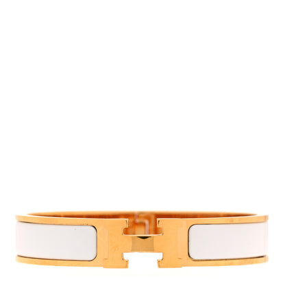 Hermes Enamel Narrow Clic Clac H Bracelet PM White 1 of 4