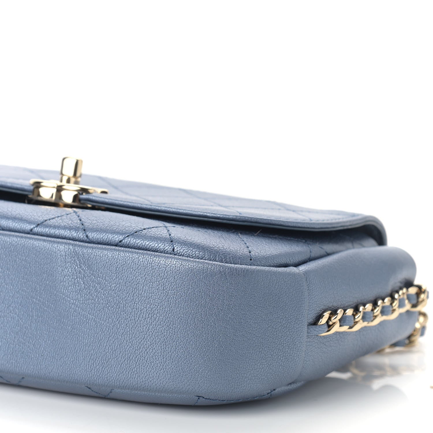 Chanel Metallic Goatskin Stitched Casual Trip Single Flap Blue 8 of 8
