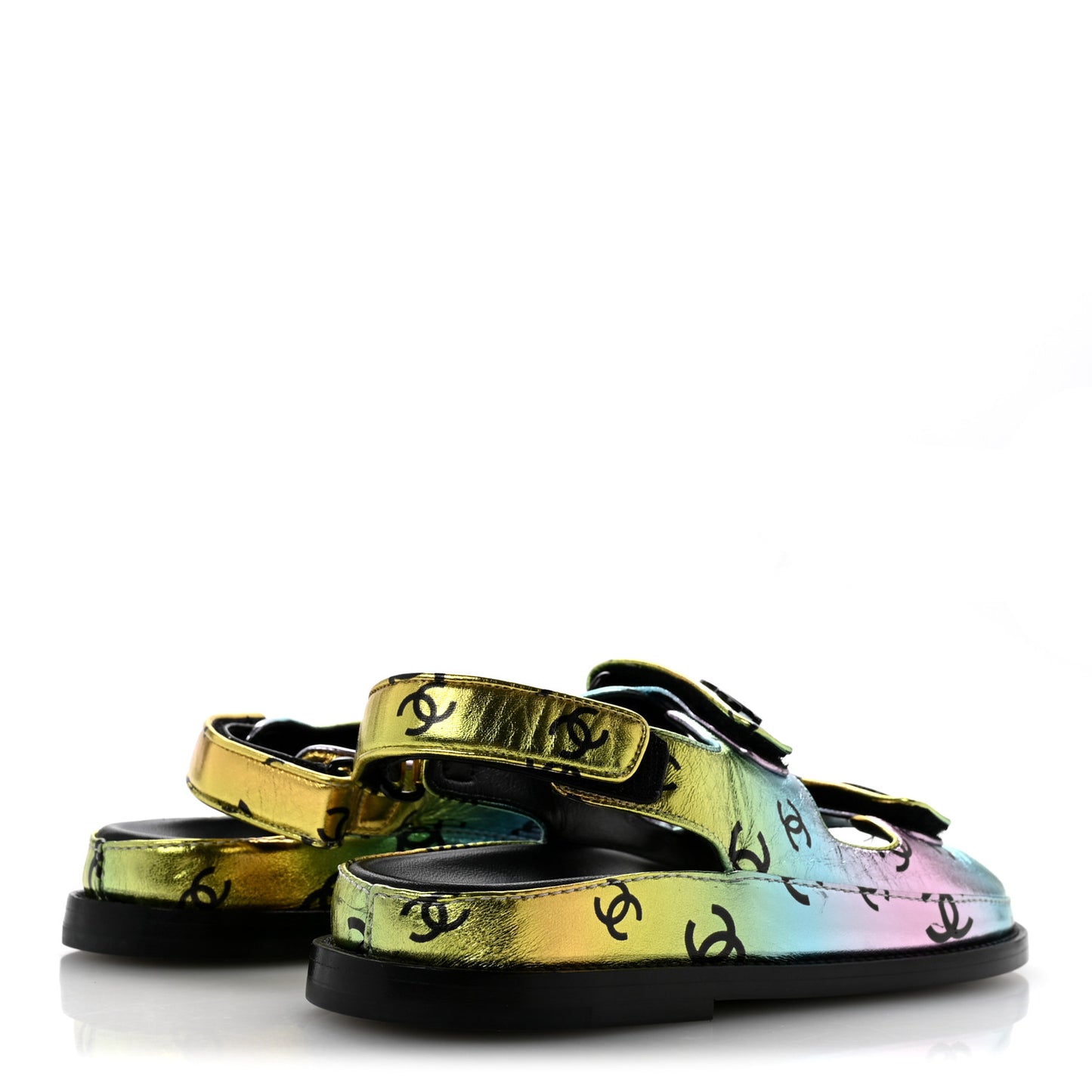Laminated Lambskin Printed CC Dad Sandals 38 Multicolor