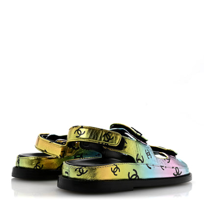 Chanel Laminated Lambskin Printed CC Dad Sandals 38 Multicolor 5 of 10