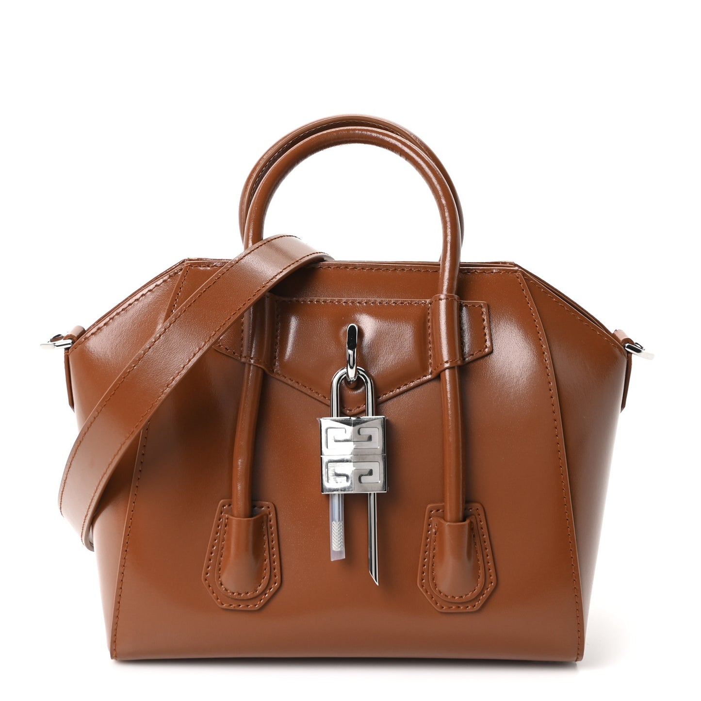 Box Calfskin Mini Lock Antigona Shoulder Bag Tan