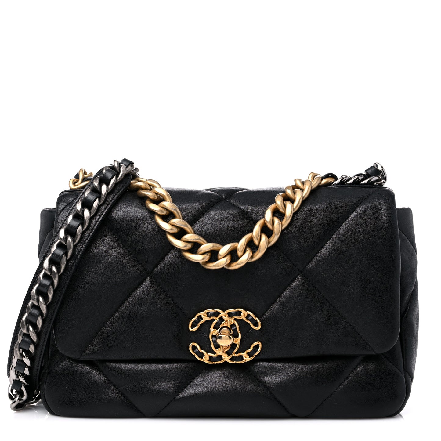 Lambskin Quilted Medium Chanel 19 Flap Black