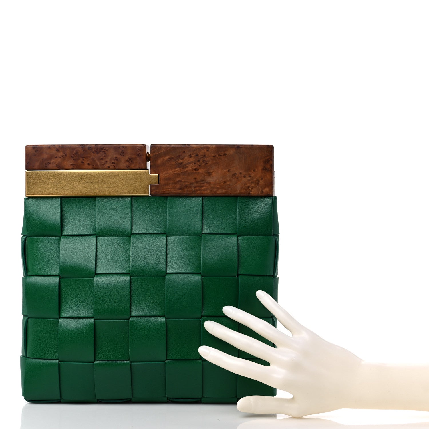 Bottega Veneta Nappa Intrecciato The Snap Clutch Racing Green 2 of 8