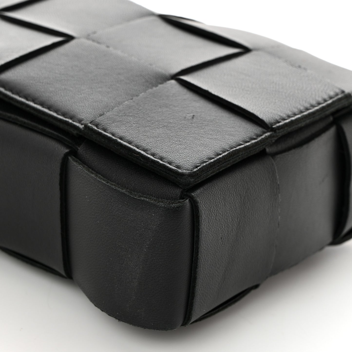 Lambskin Maxi Intrecciato Cassette Crossbody Bag Black