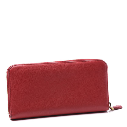 Prada Vitello Grain Zip Around Wallet Fuoco 2 of 8
