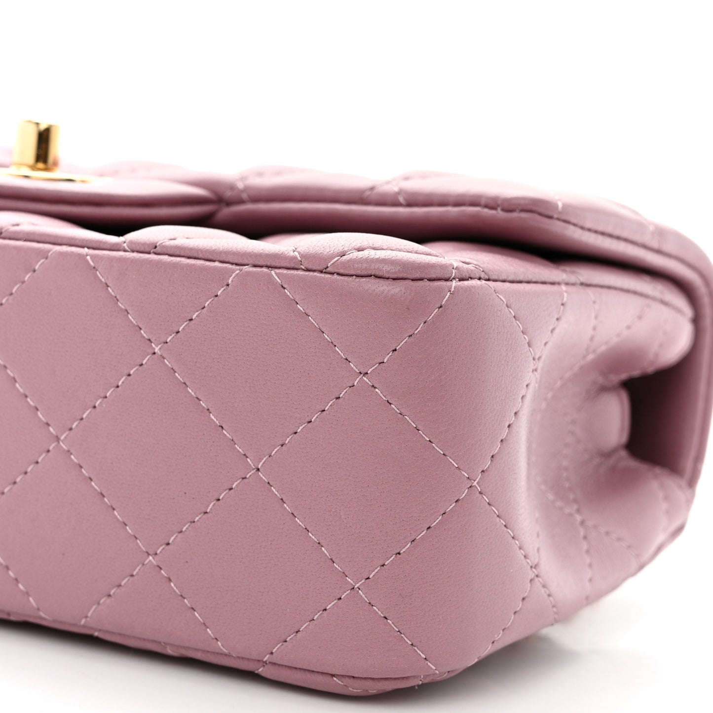 Lambskin Quilted Mini Rectangular Flap Light Purple