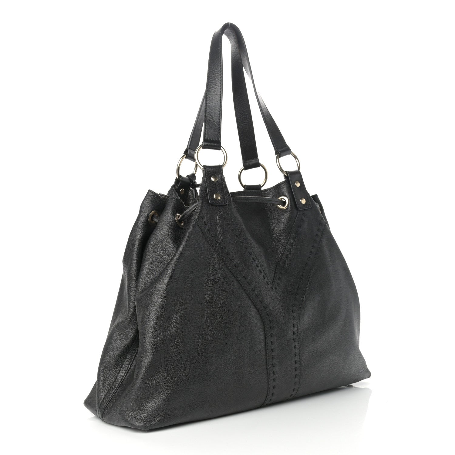 Saint Laurent Calfskin Reversible Double Sac Y Tote Gold Black 3 of 19