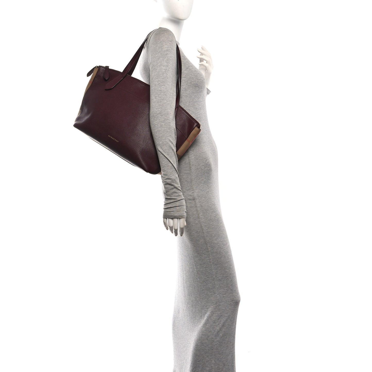 Derby Calfskin House Check Medium Welburn Tote Mahogany Red