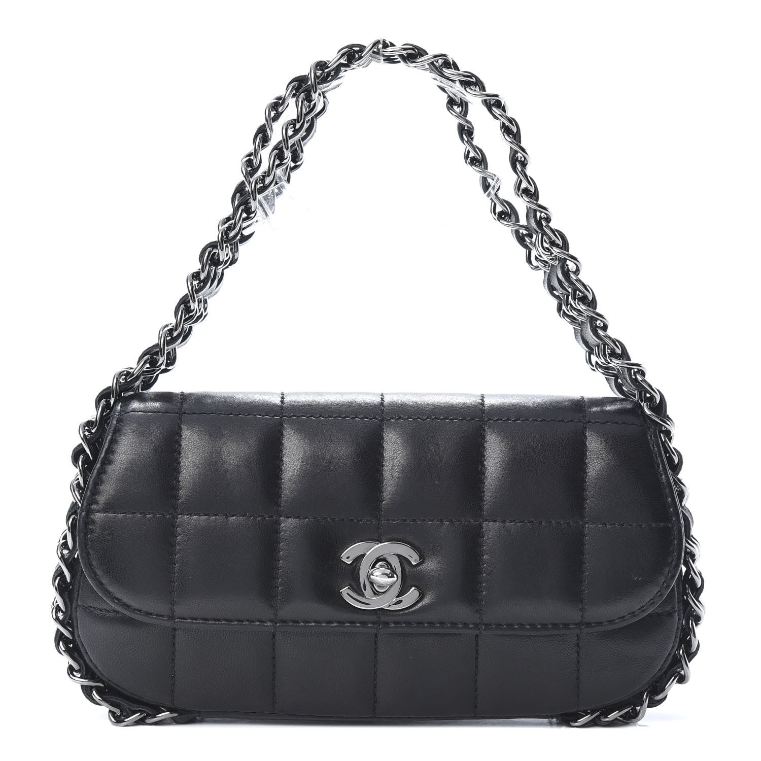 Chanel Lambskin Quilted Chocolate Bar 3 Chain Flap Black 1 of 12