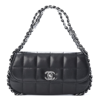 Chanel Lambskin Quilted Chocolate Bar 3 Chain Flap Black 1 of 12
