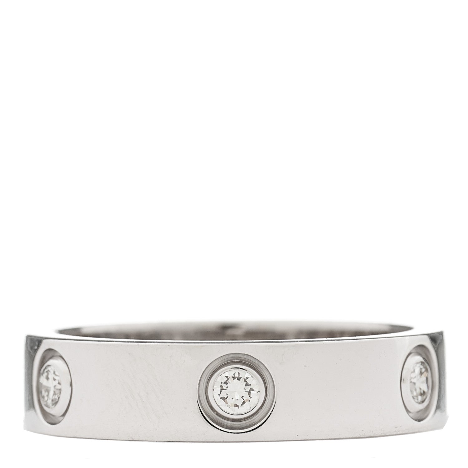 Cartier 18K White Gold 6 Diamond 5.5mm LOVE Ring 61 9.5 1 of 8