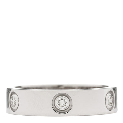 Cartier 18K White Gold 6 Diamond 5.5mm LOVE Ring 61 9.5 1 of 8