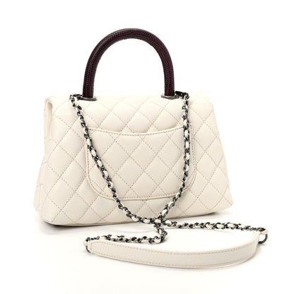 Chanel Caviar Lizard Quilted Mini Coco Handle Flap White 3 of 10