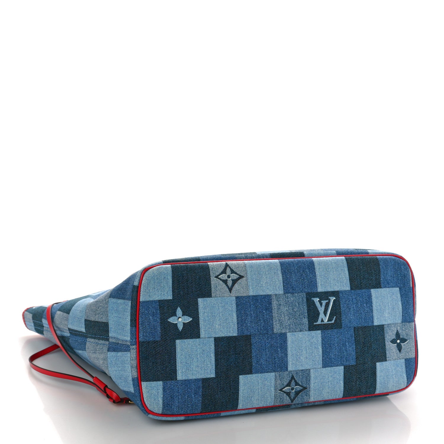 Louis Vuitton Denim Damier Monogram Patchwork Neverfull Blue Rouge 5 of 10