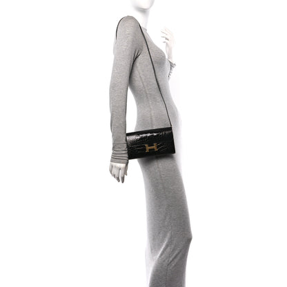 Hermes Shiny Alligator Constance Long Wallet To Go Black 2 of 11