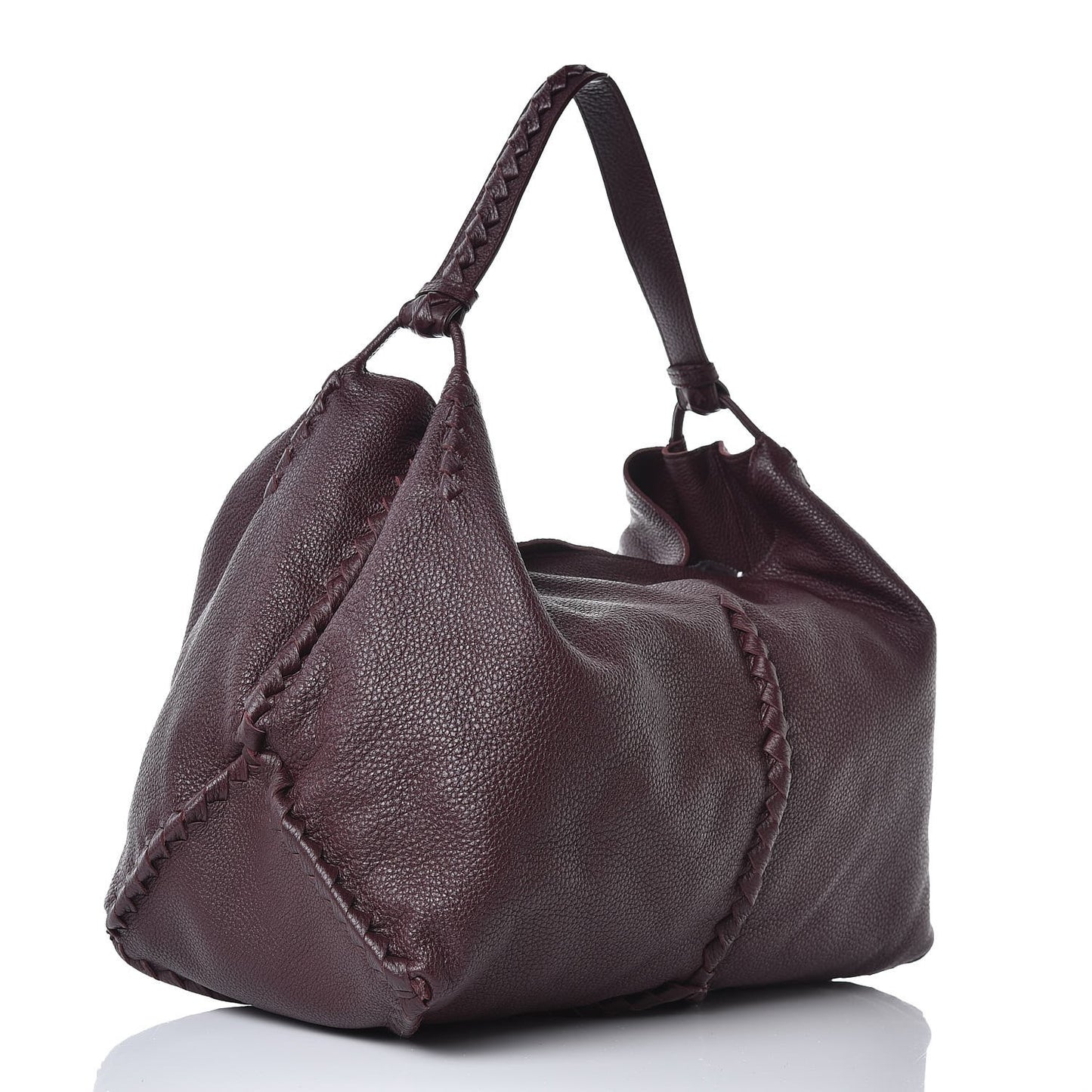 Washed Cervo Deerskin Large Hobo Burgundy