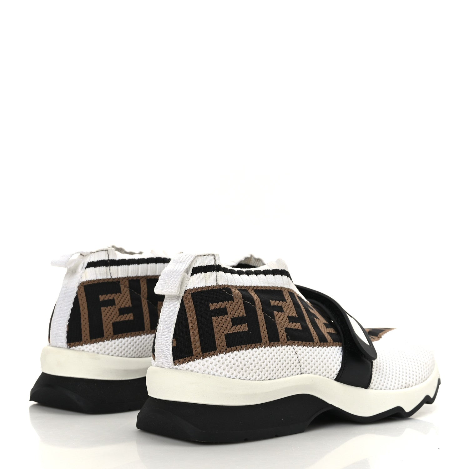 Fendi Stretch Yarn FF Stiff Band Rockoko Sneakers 36.5 Black White Black Tobacco 4 of 6