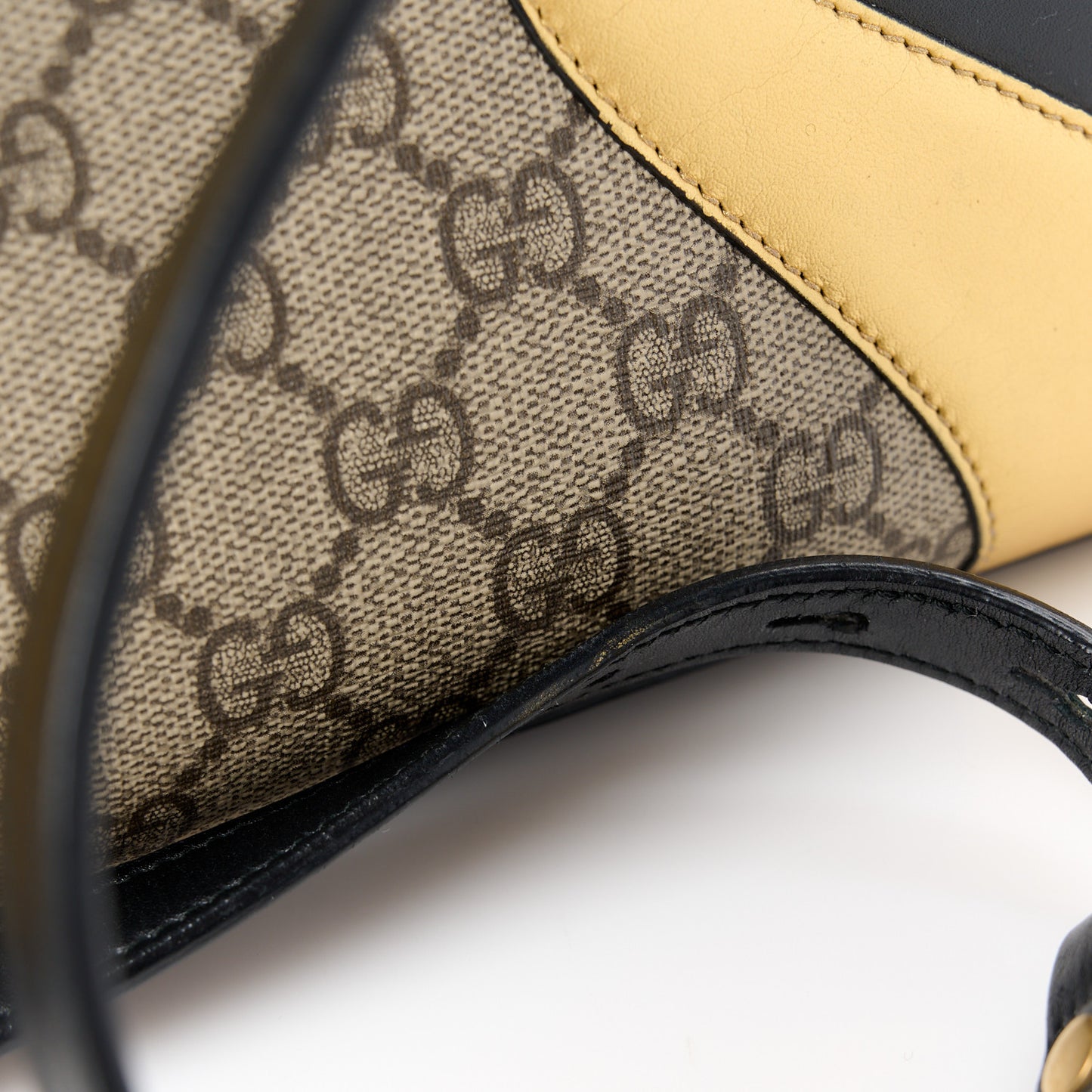 GG Supreme Monogram Small Osiride Top Handle Bag Black Gold