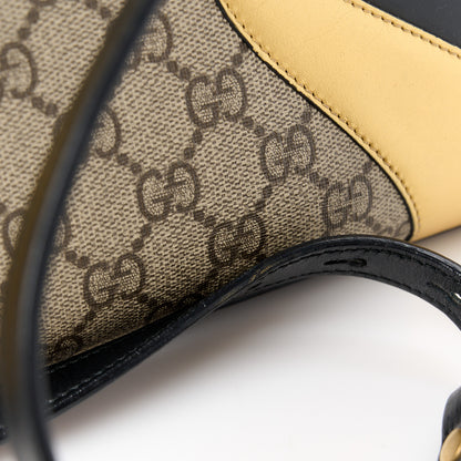 Gucci GG Supreme Monogram Small Osiride Top Handle Bag Black Gold 12 of 13