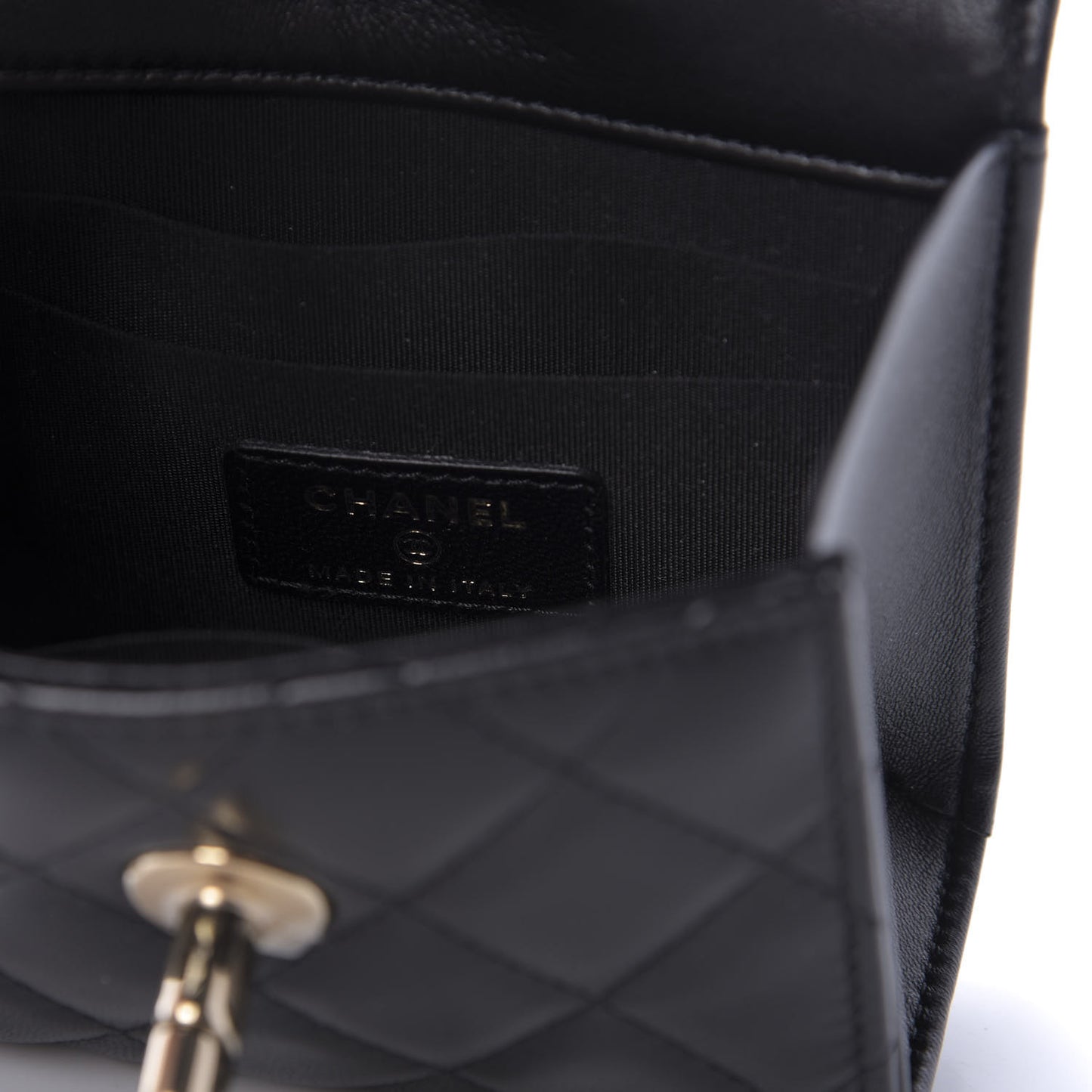 Lambskin Quilted Mini Trendy CC Chain Wallet Black