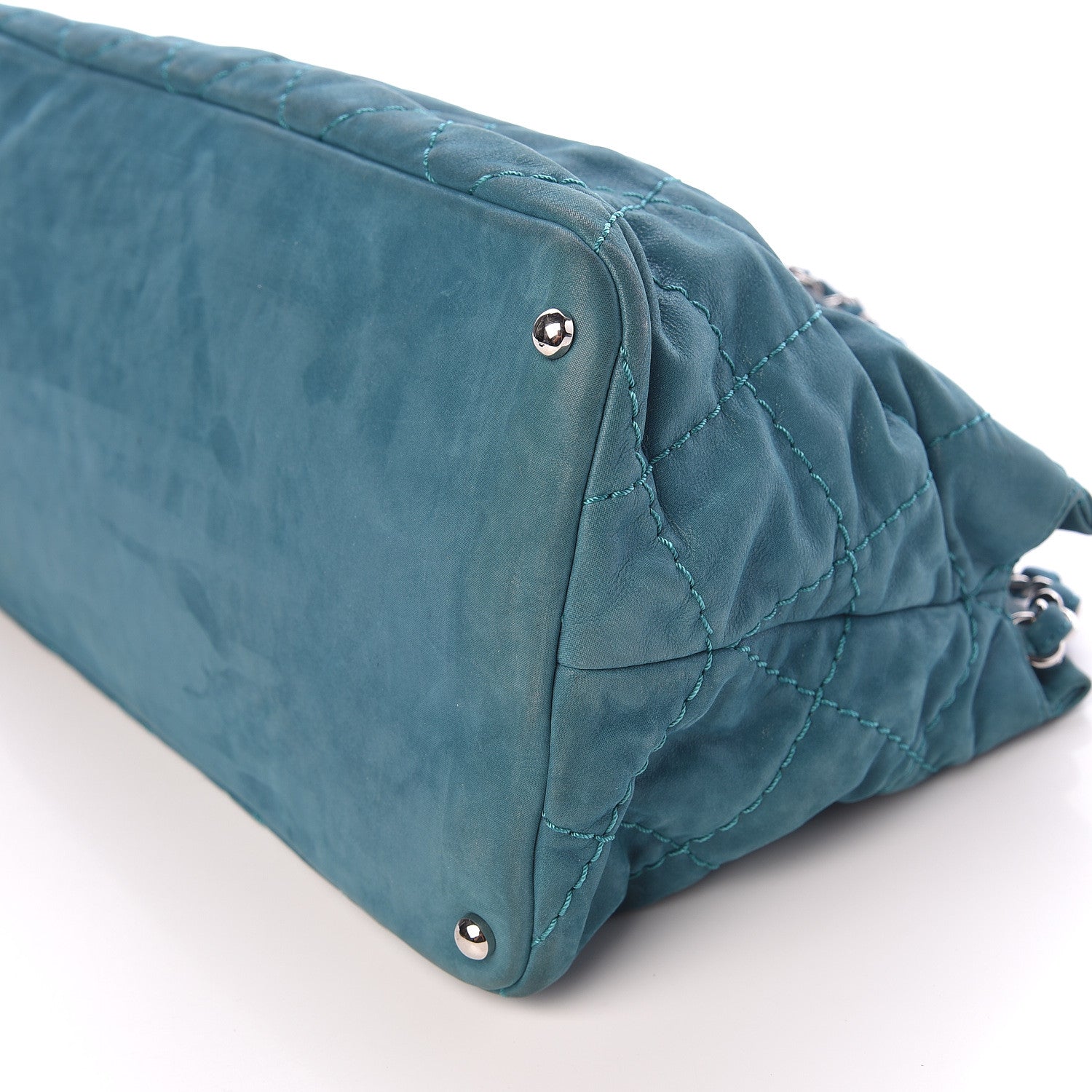 Chanel Iridescent Calfskin Quilted Small Sea Hit Tote Turquoise 6 of 11