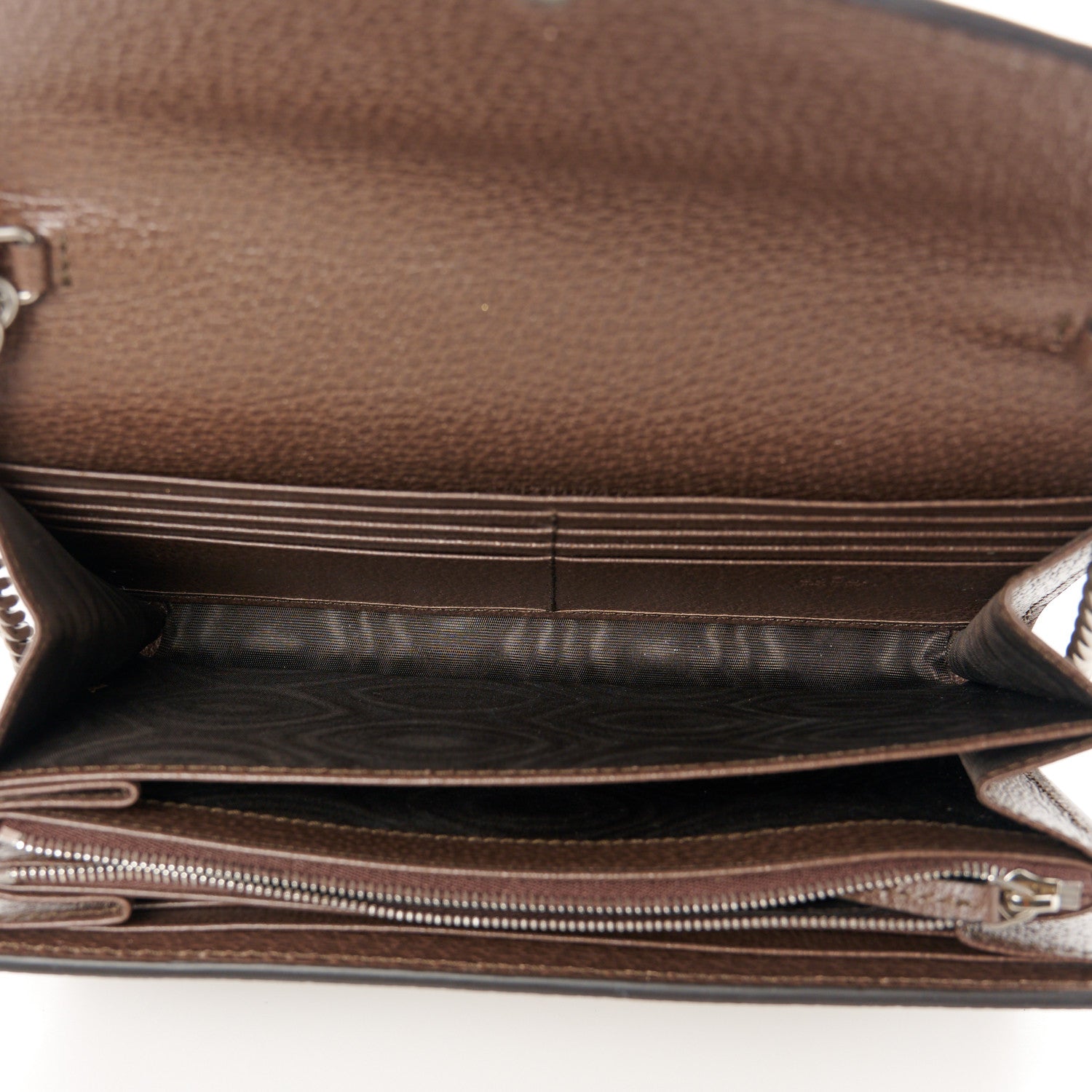 Gucci Monogram Jumbo GG Textured Dollar Calfskin Mini Dionysus Chain Wallet Camel Ebony New Acero 5 of 10