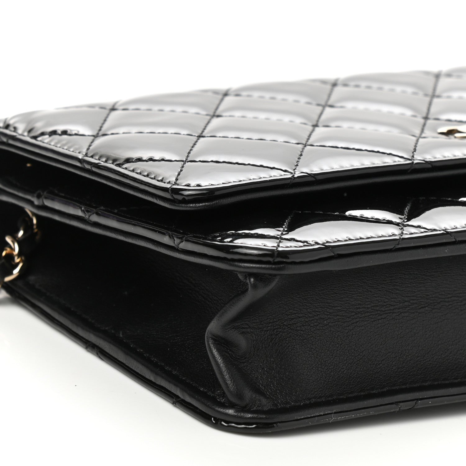 Chanel Patent Quilted Wallet On Chain WOC Black 10 of 12