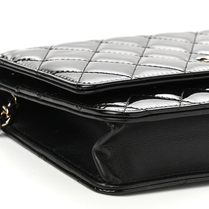 Chanel Patent Quilted Wallet On Chain WOC Black 10 of 12