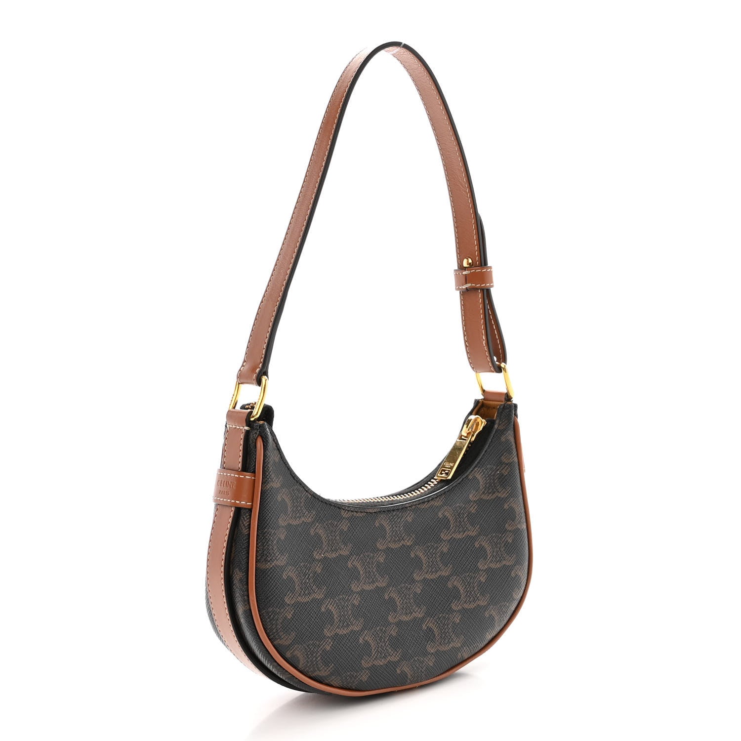 Celine Canvas Calfskin Mini Ava Triomphe Shoulder Bag Tan 3 of 11