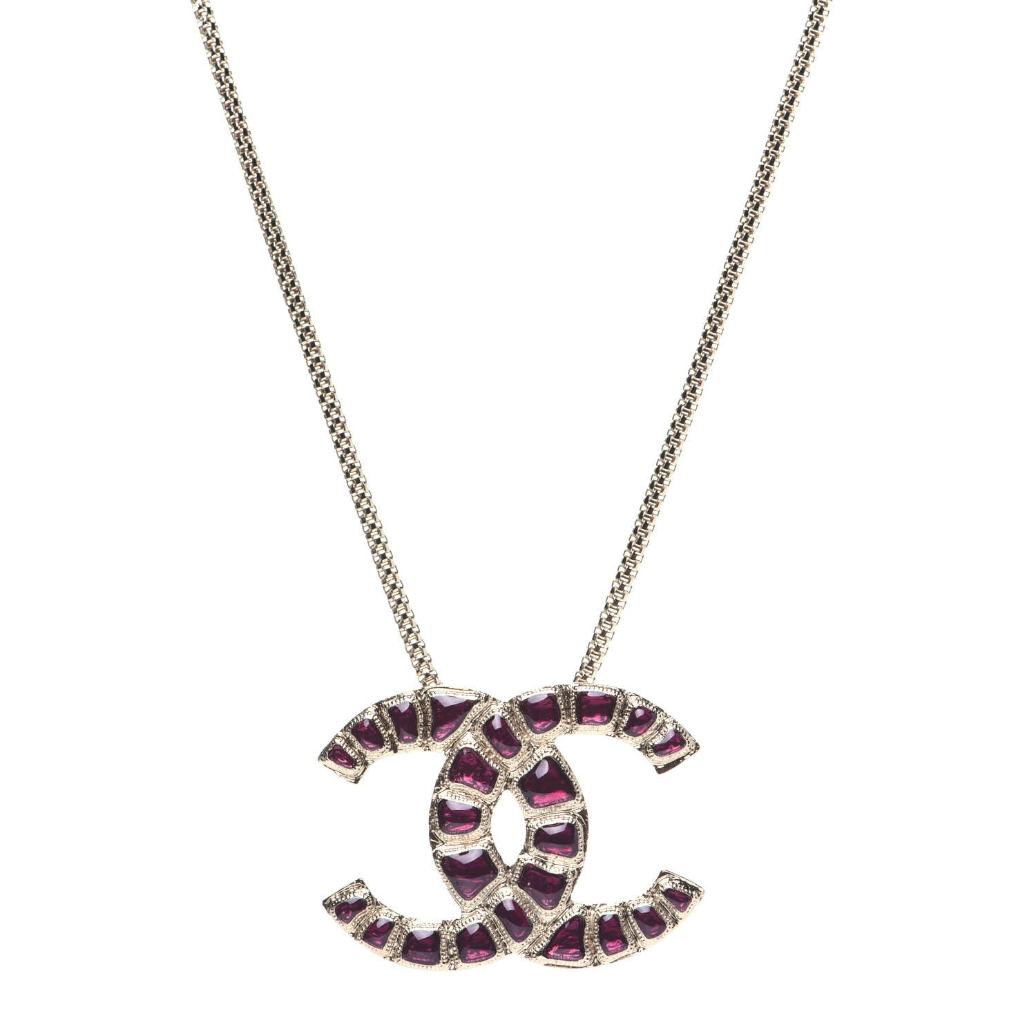 Chanel Resin Along The Nile CC Pendant Necklace Gold Purple 1 of 6