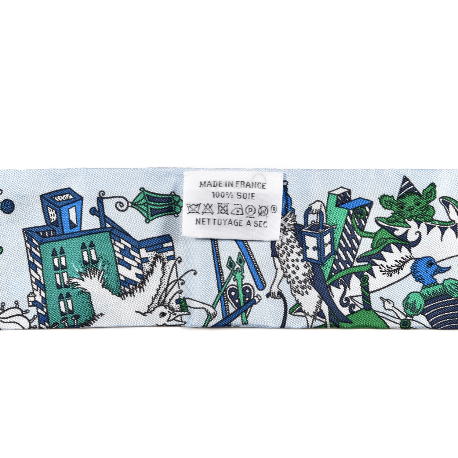 Hermes Silk La Folle Parade Twilly Bleu Ciel Vert Cobalt 4 of 4