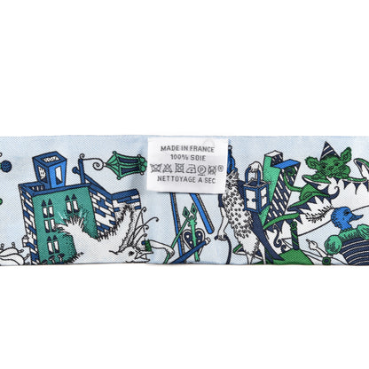 Hermes Silk La Folle Parade Twilly Bleu Ciel Vert Cobalt 4 of 4